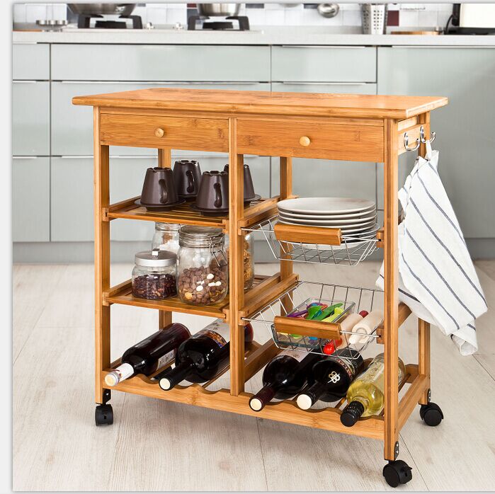 3-tier  bamboo kitchen car