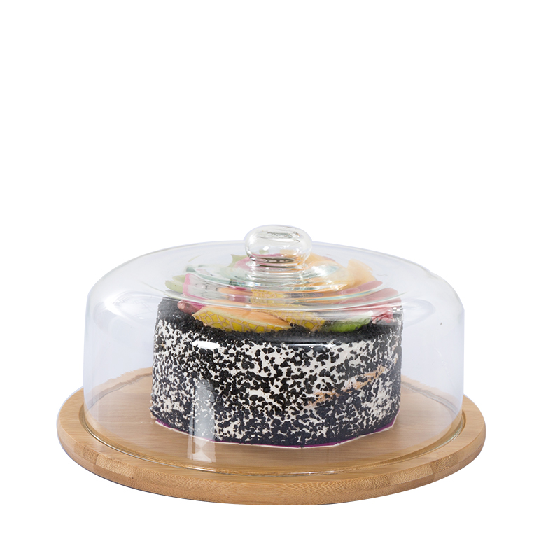 Bamboo cheese board with food cover